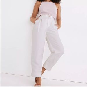 Madewell Linen-Blend Pleated Taper Wide-Leg Pants